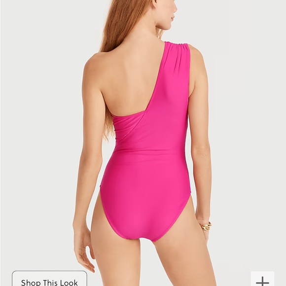 J crew long torso one shoulder ruched one piece - Picture 4 of 7